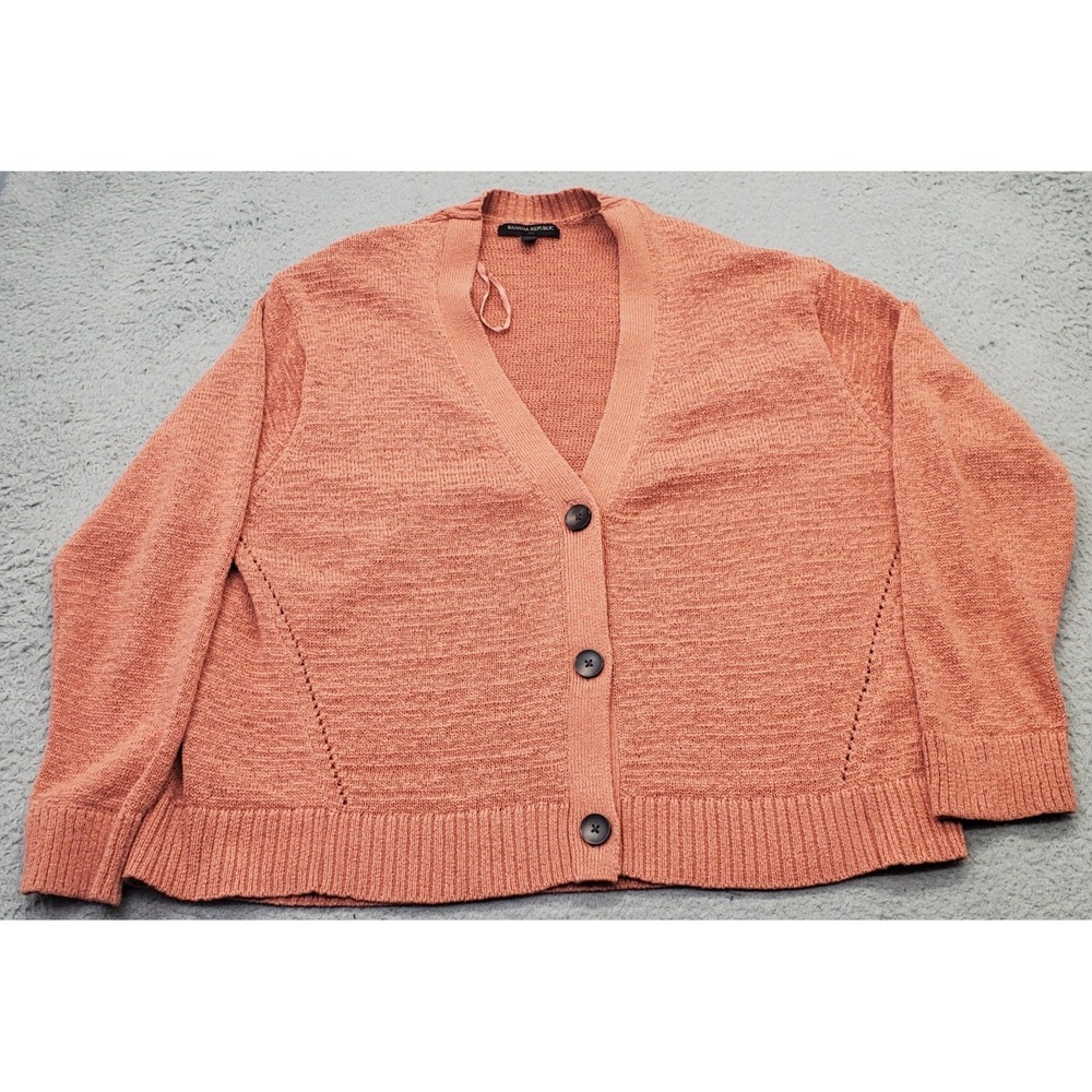 Banana Republic Coral Button-Up V-Neck Cardigan